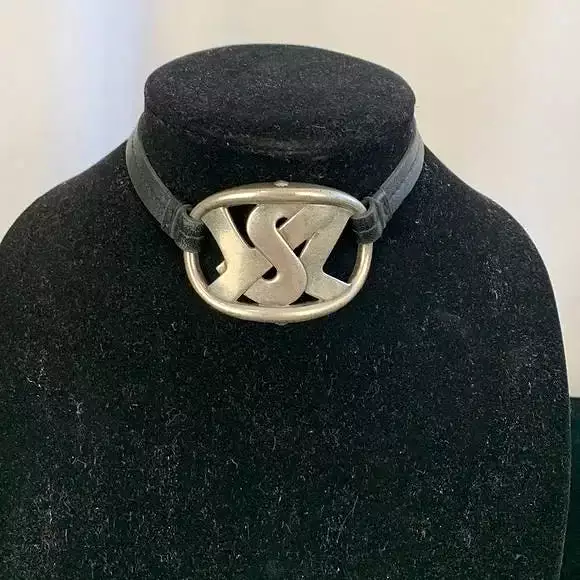 Yves St Laurent Logo Choker Necklace/ Wrap Bracelet